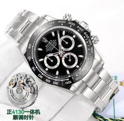 Clean Factory ROLEX Daytona 904L Steel 4130 Movement Black Wrist Watch